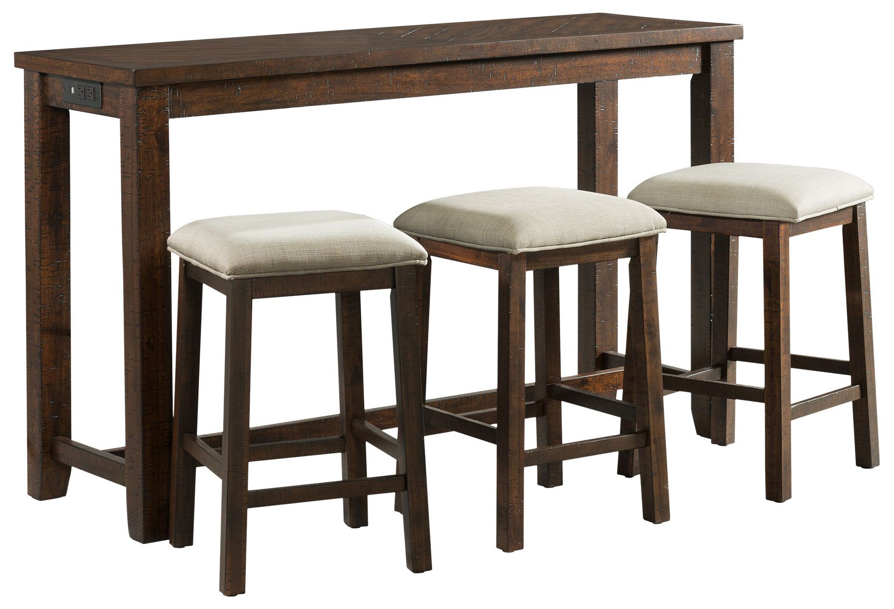 Jax Black and Walnut 4-Piece Table and Stool Set