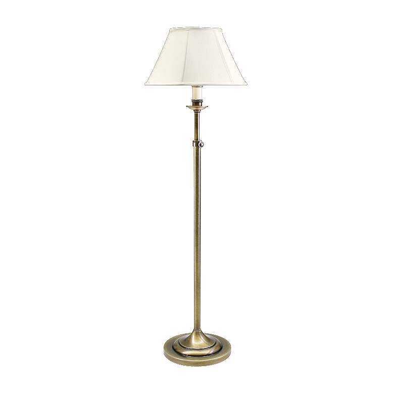 Image 1 House of Troy Club Collection Adjustable Brass Floor Lamp