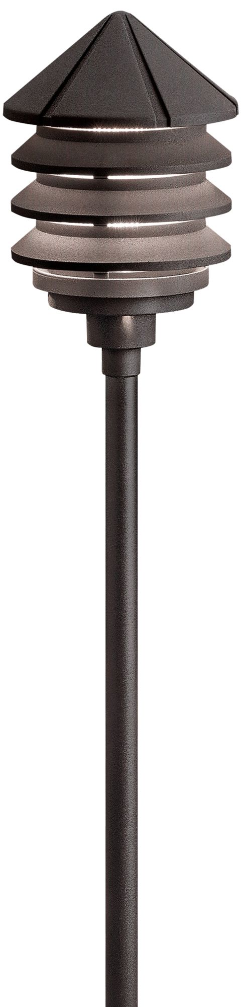 Six Groove 9 1/2" High Bronze 3-Tier Landscape Path Light