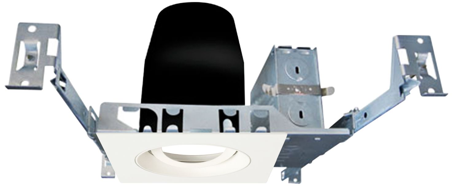 3" White 950 Lumen LED Standard Square Gimbal Recessed Kit