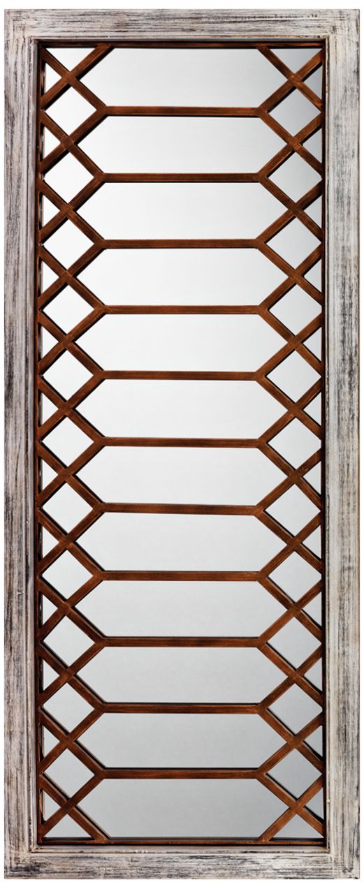 Lucille Antique Gray 24" x 60" Wood Wall Mirror