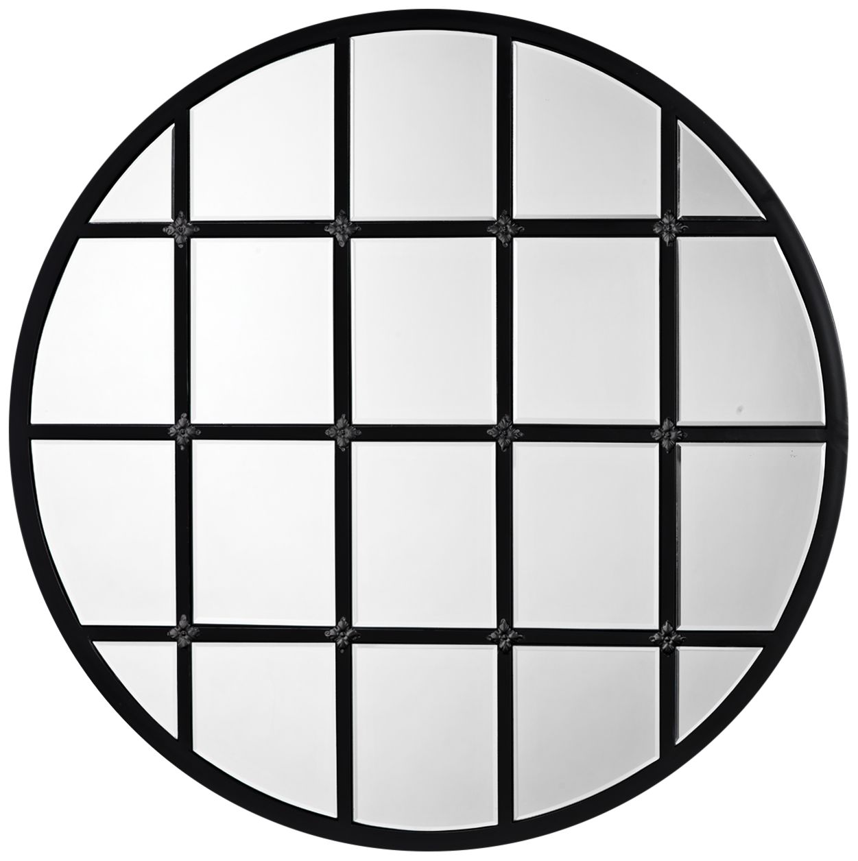 Matte Black 36" Round Grid Wall Mirror 77E28 Lamps Plus