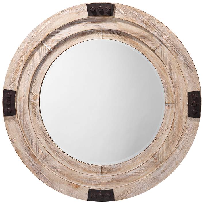 Foreman White Washed 24 1 4 Round Wall, Whitewashed Wooden Round Mirror