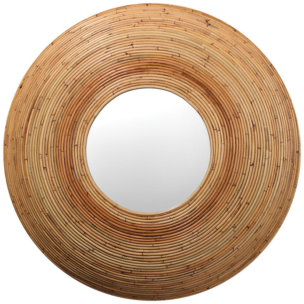 Koa Natural Rattan 40" Round Oversized Wall Mirror