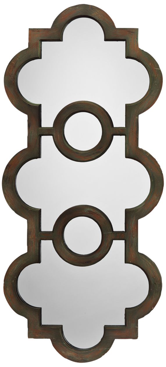 Trio Scalloped Gray and Green 21" x 46 1/2" Wall Mirror