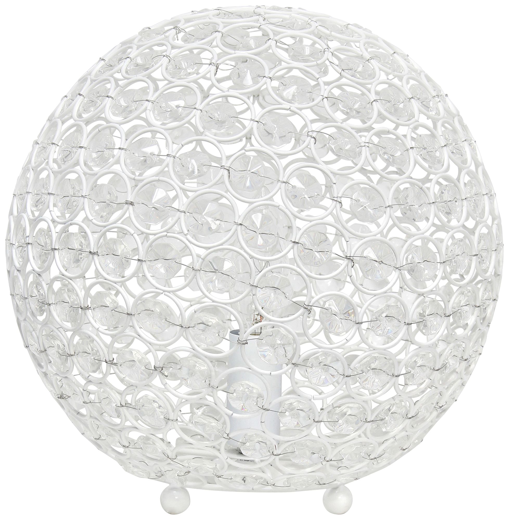 Elegant Designs Elipse 10"H White Sequin Accent Table Lamp