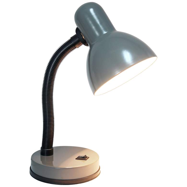 Image 2 Simple Designs Basic Gray Hose Neck Metal Desk Lamp