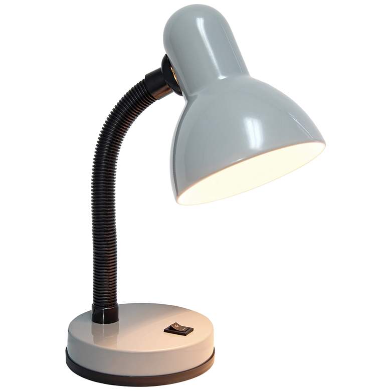 Image 2 Simple Designs Basic Silver Hose Neck Metal Desk Lamp
