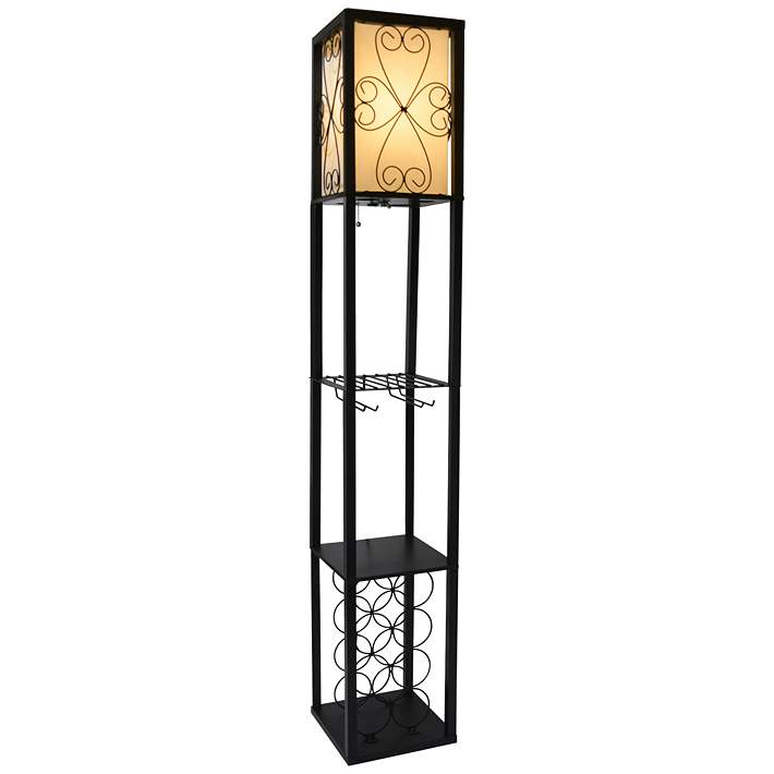 Simple Designs Black Etagere Floor Lamp, Metal Floor Lamps With Shelves