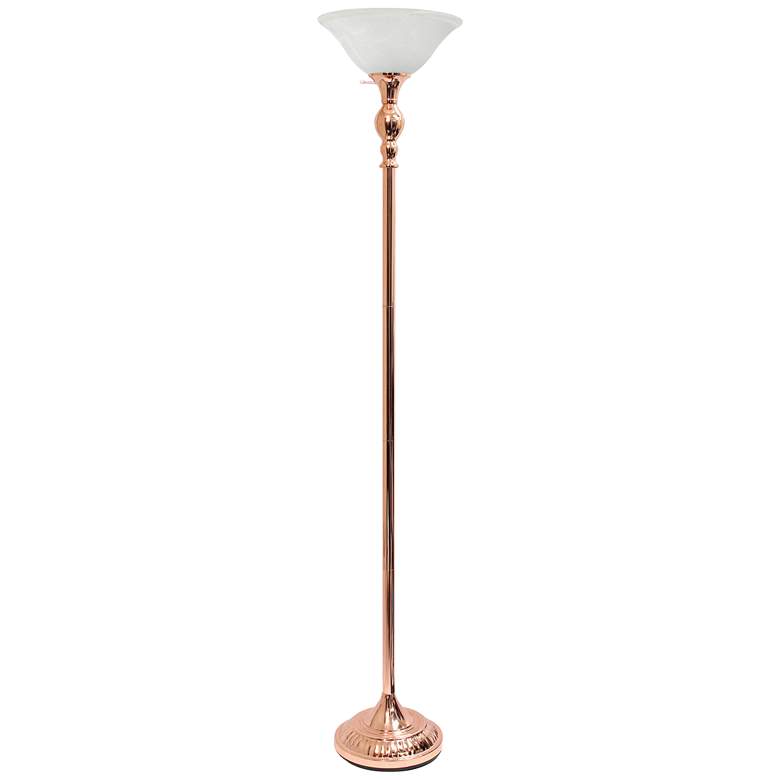 Image 2 Elegant Designs Rose Gold Metal Torchiere Floor Lamp