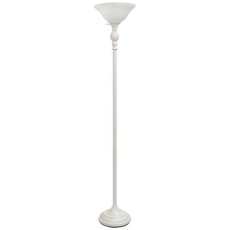 Image 2 Elegant Designs White Metal Torchiere Floor Lamp