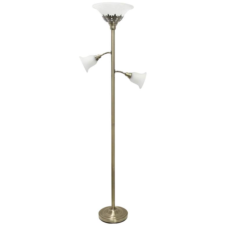 Image 2 Elegant Designs Antique Brass 3-Light Torchiere Floor Lamp