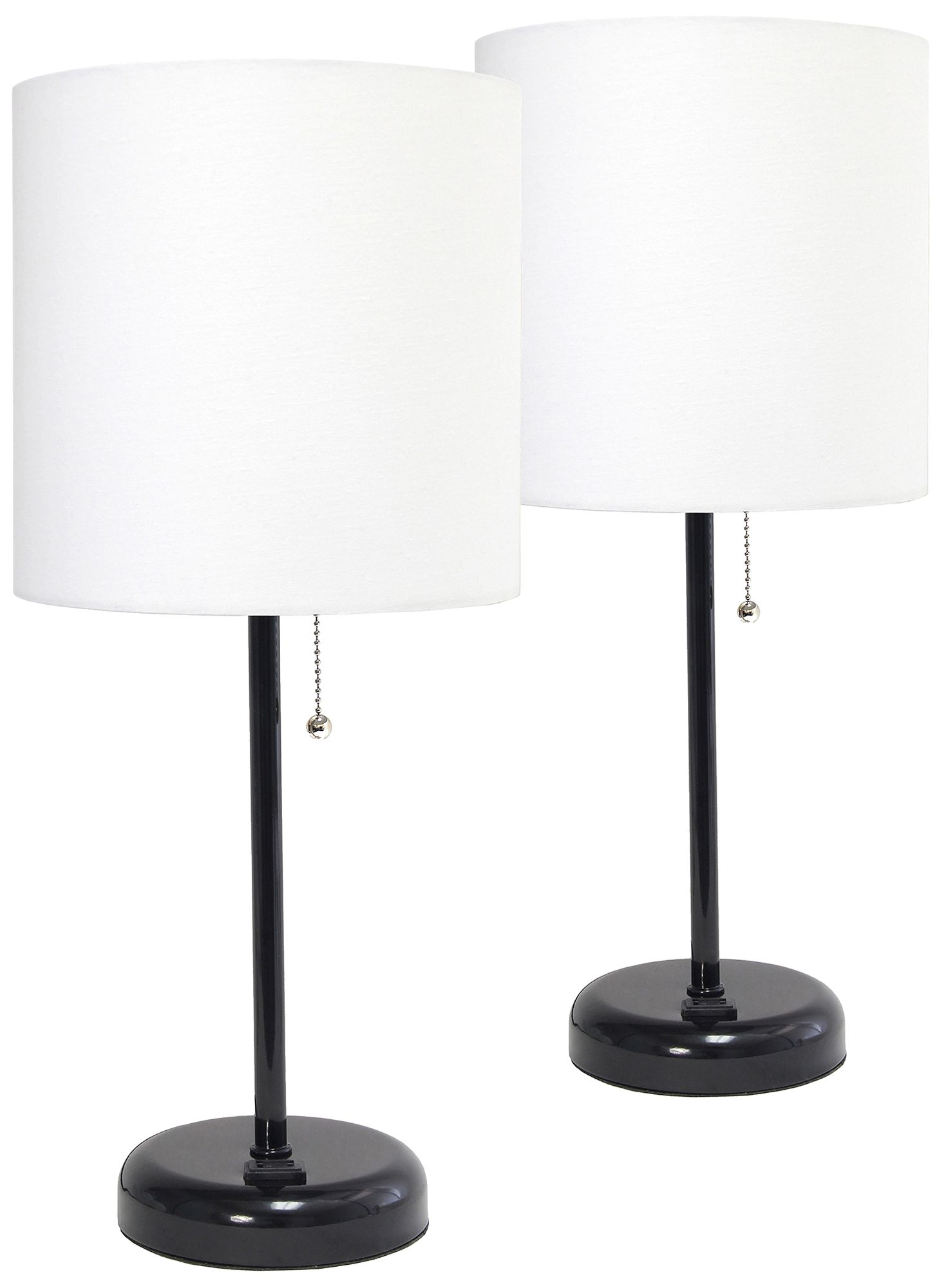 LimeLights Power Outlet Modern Black Table Lamps Set of 2