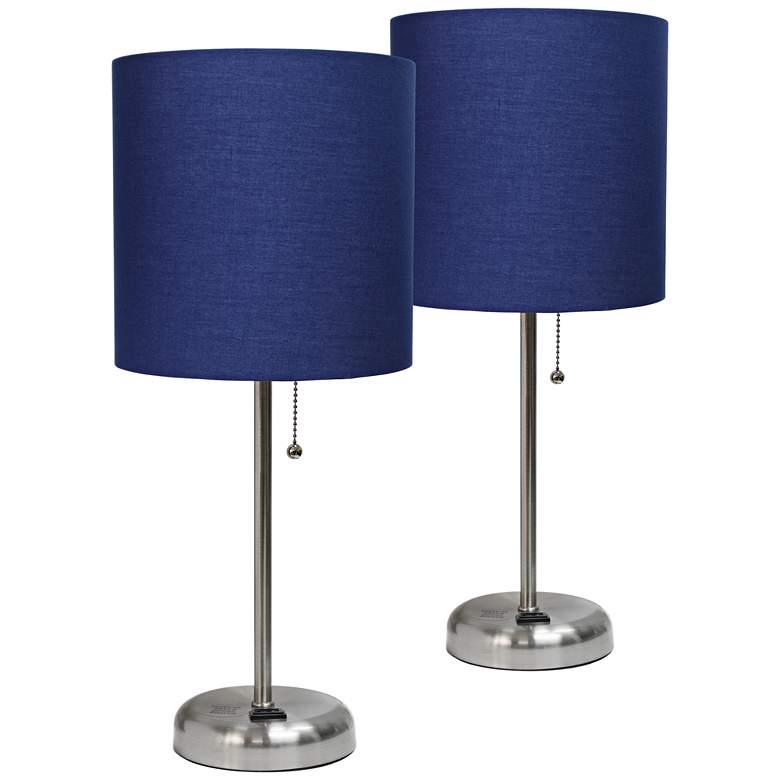 Limelights 19 1 2 H Steel Navy Accent Table Lamps Set Of 2