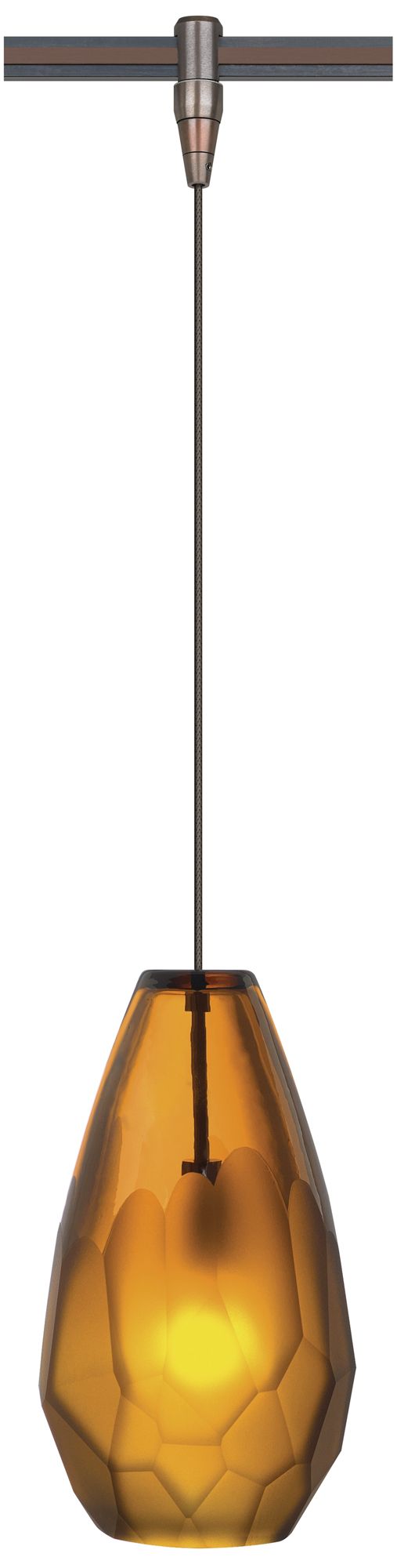 Briolette 4 1/4" Wide Amber and Bronze LED Monorail Mini Pendant
