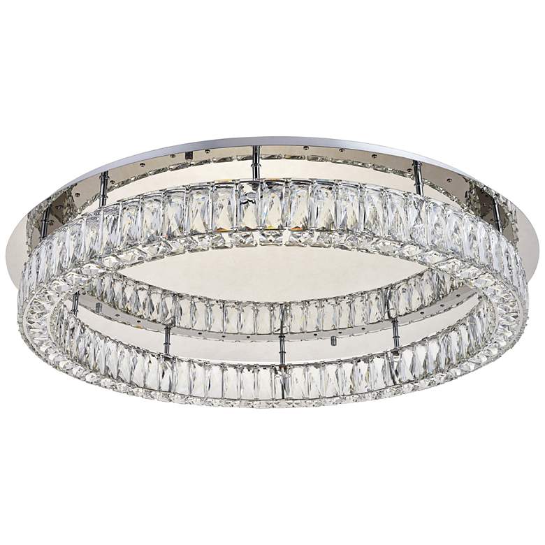 Image 2 Monroe 34" Wide Chrome and Crystal LED Ceiling Light