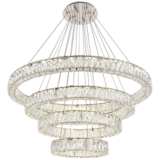 Monroe 42&quot; Wide Chrome and Crystal 4-Tier LED Chandelier