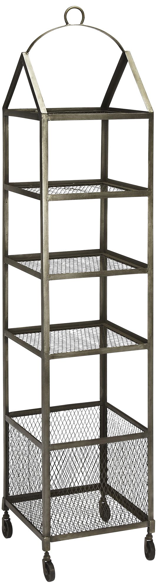 Butler Trammel Gray Iron 4-Shelf 1-Basket Storage Etagere