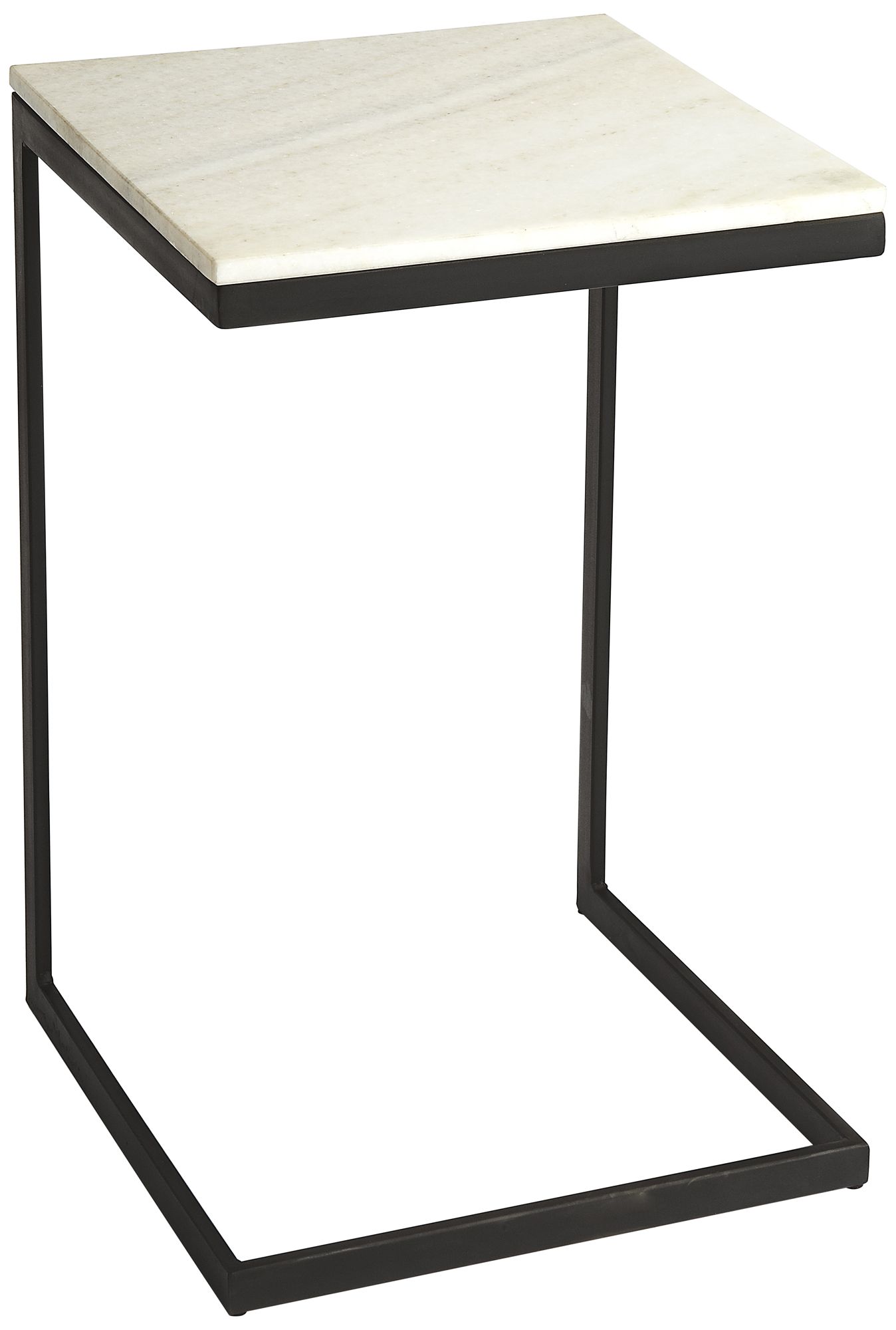 Butler Lawler 14 1/4"W Black Metal End Table with Marble Top