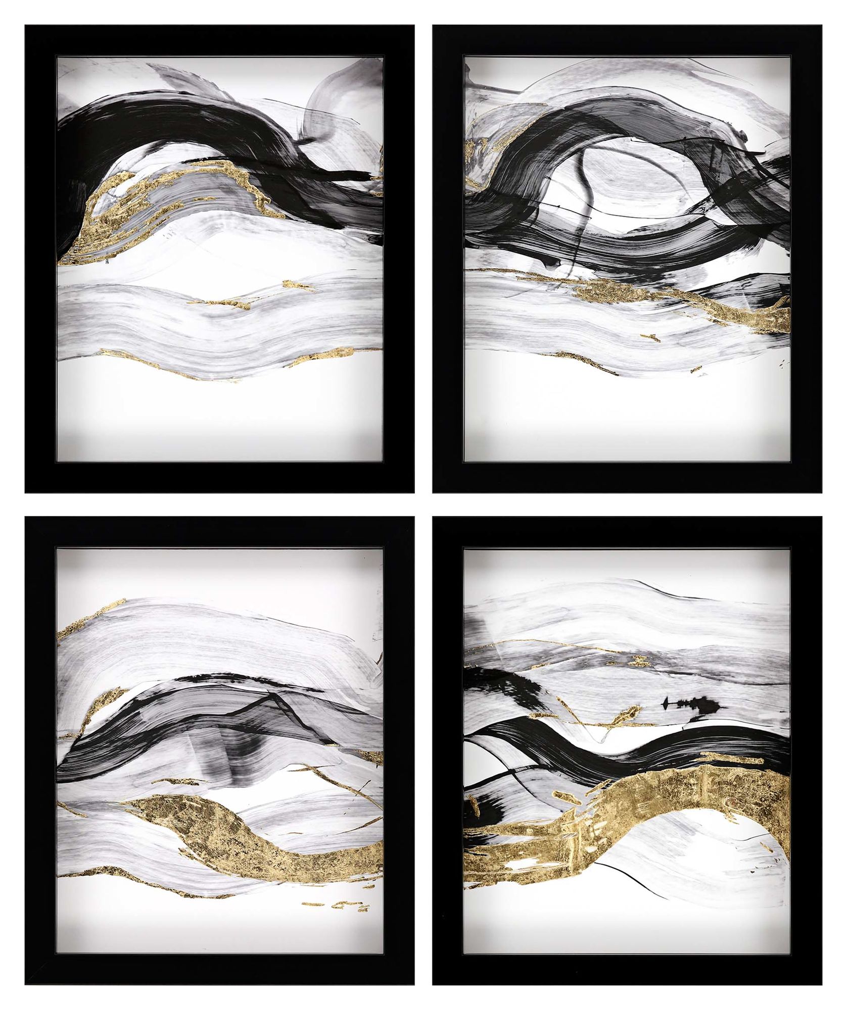 Poised 23" High 4-Piece Framed Giclee Wall Art Set