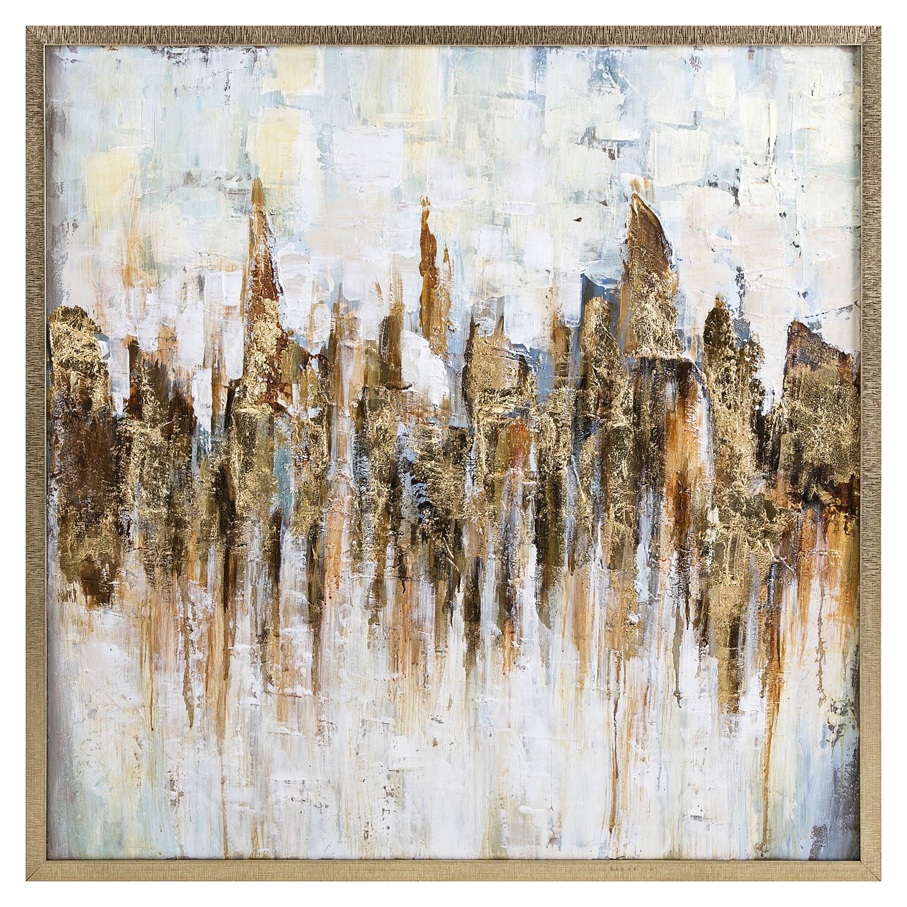 Katsu 39 1/4" Square Framed Oil Painting Canvas Wall Art