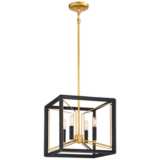 Sable Point 14 1/4&quot;W Black and Gold 4-Light Foyer Pendant