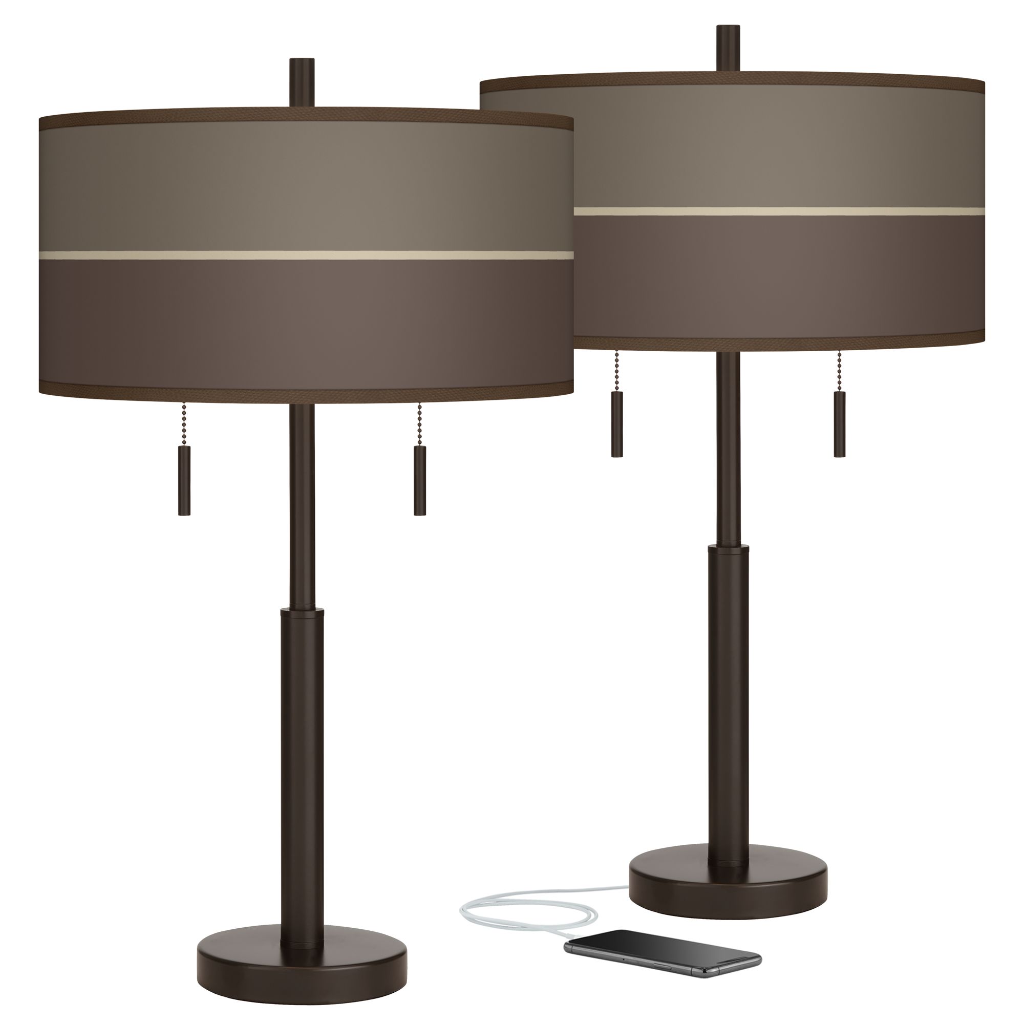 Lakebed Set Robbie Bronze USB Table Lamps of 2