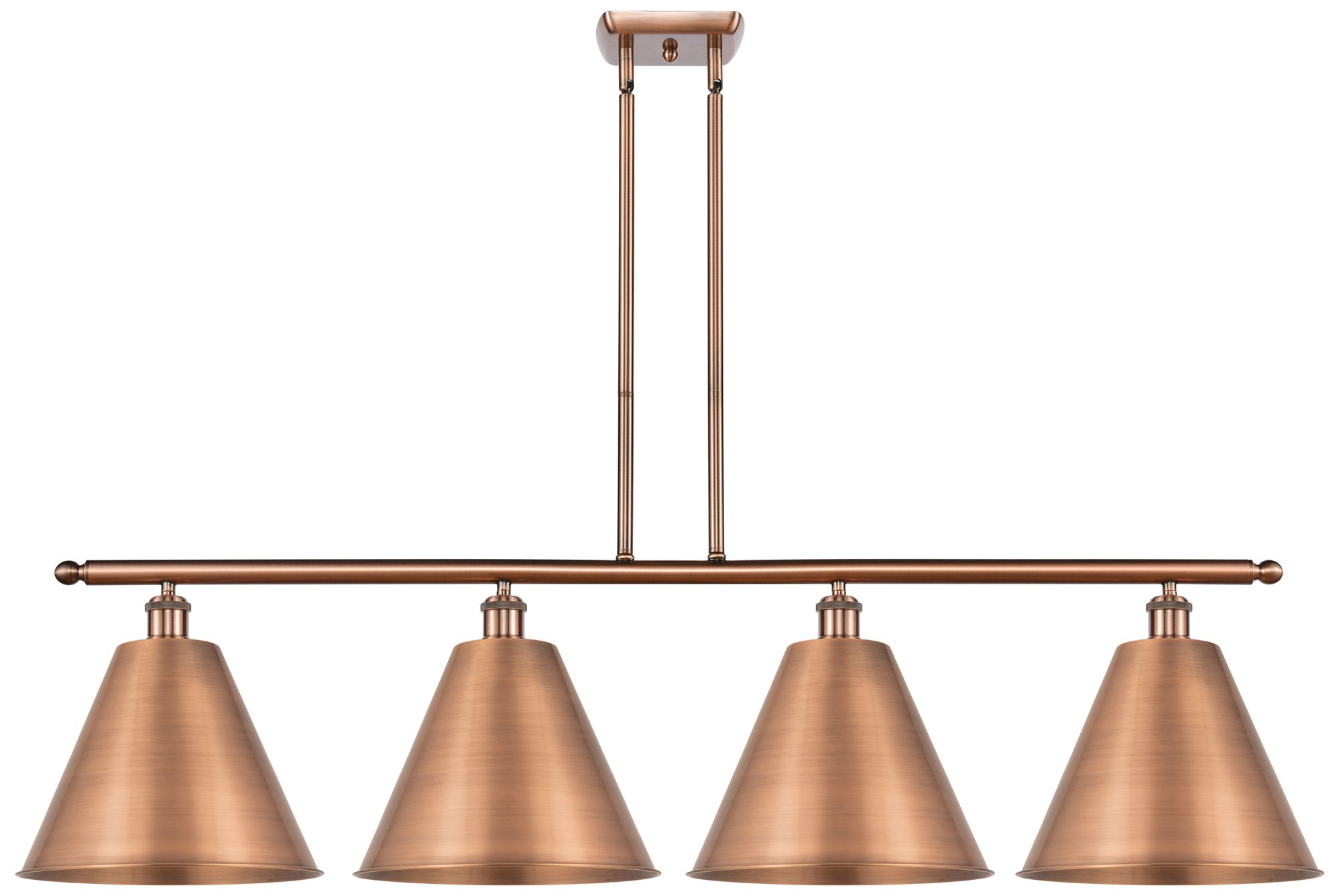 Innovations Lighting Ballston Cone 50.25"w 4 Light Copper Stem Led Island Light W/ Copper S