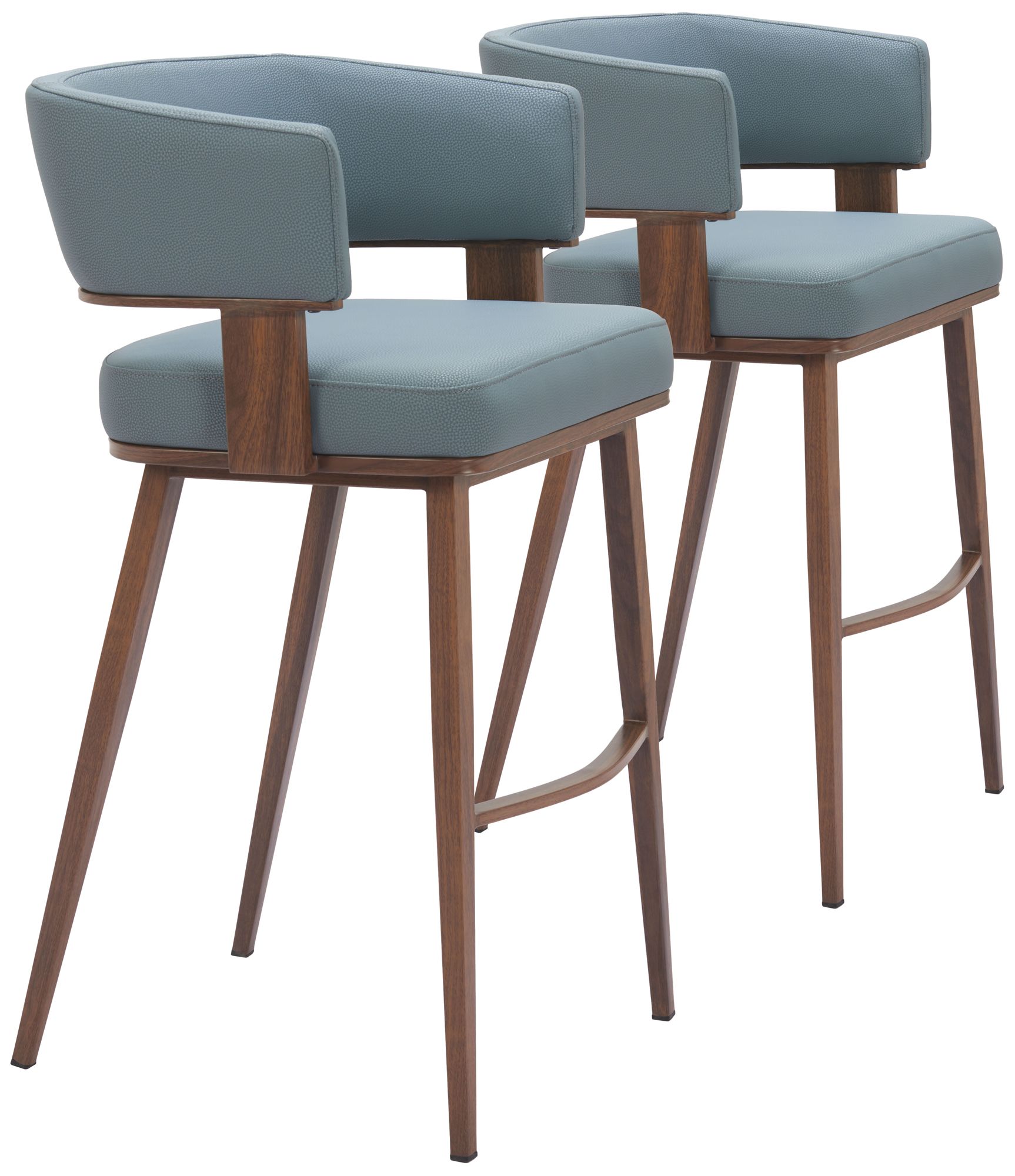 Zuo Poise Barstool Blue & Walnut