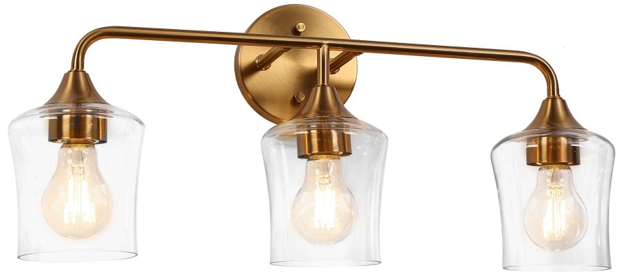 L.n.c. 3-lights Black And Gold Glass Bathroom Wall Lamp