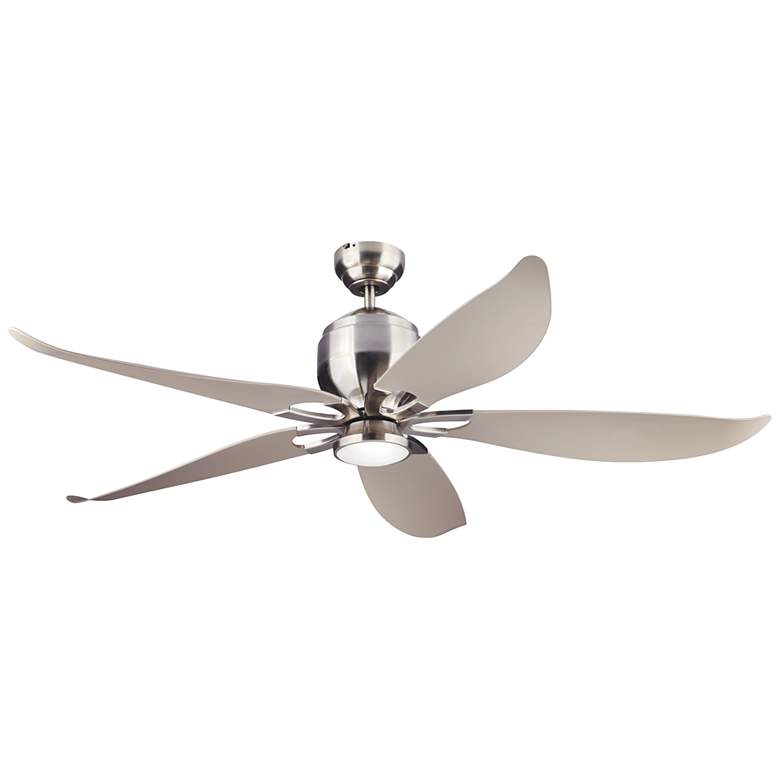 56&quot; Monte Carlo Lily Brushed Steel LED Ceiling Fan with Remote Control