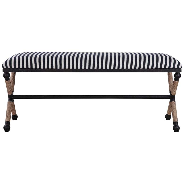 Image 2 Uttermost Braddock Blue and White Sailor-Striped Bench