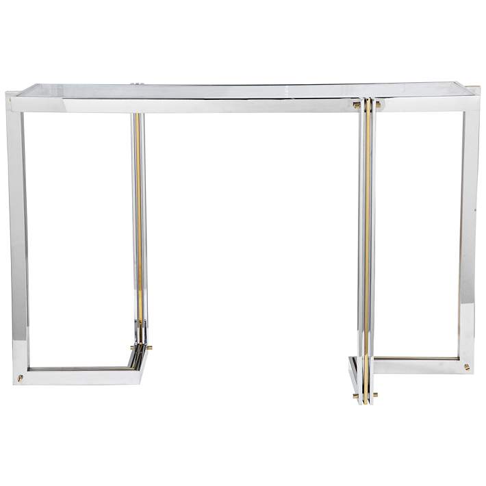Wide Polished Nickel Console Table, 32 Wide Console Table