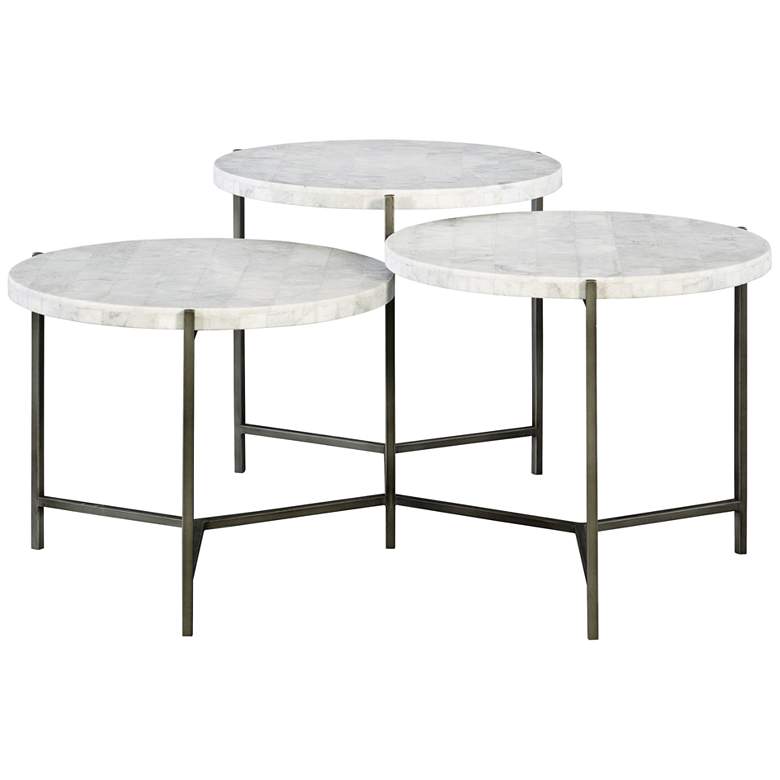 Uttermost Contarini 38&quot;W White Marble 3-Tiered Coffee Table