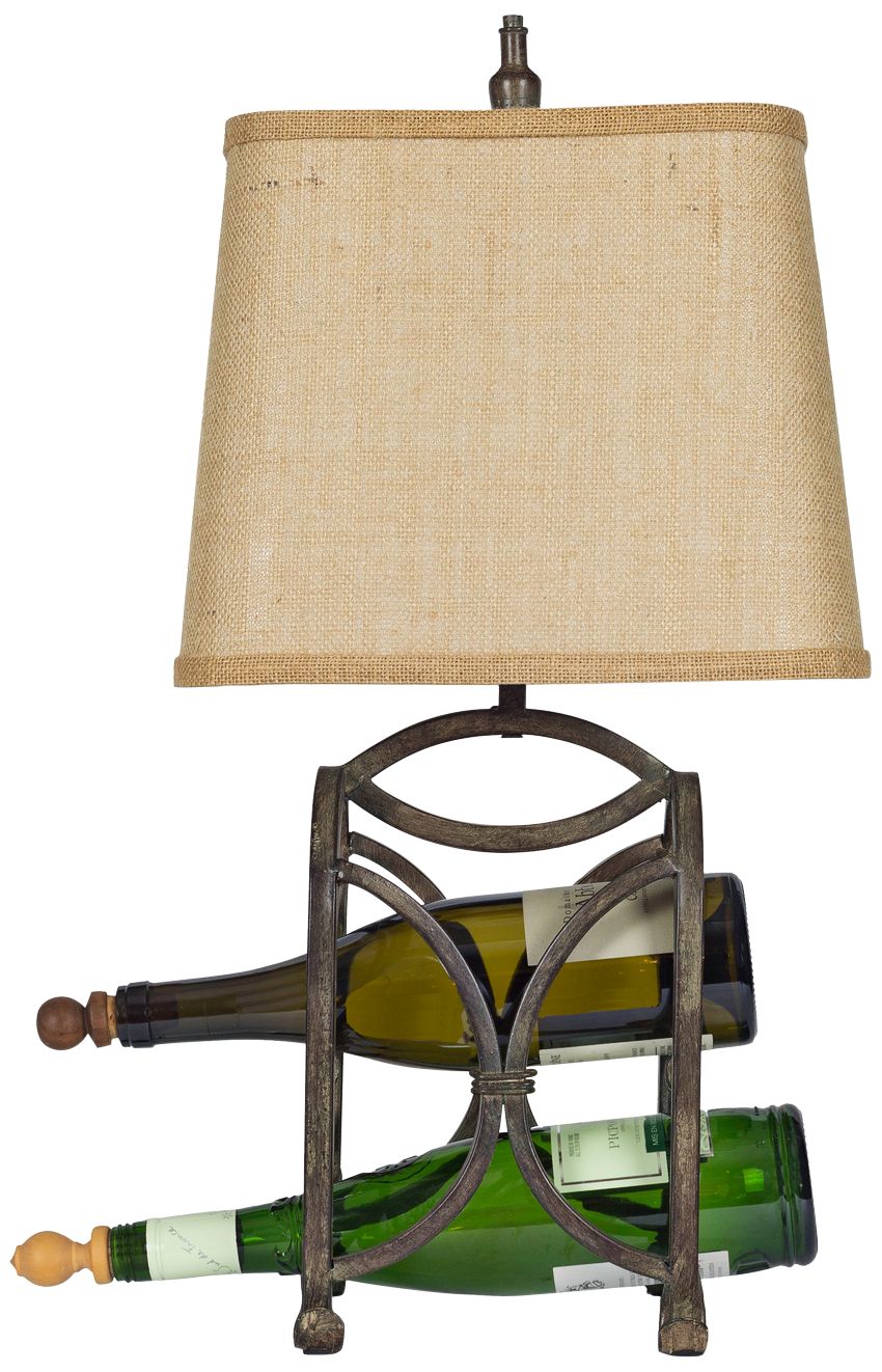 Le Bon Vin Dark Gray and Silver Wine Rack Accent Table Lamp