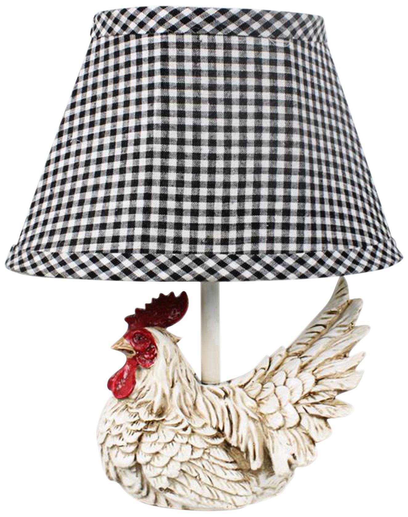 Mini White Rooster 12" High Accent Table Lamp