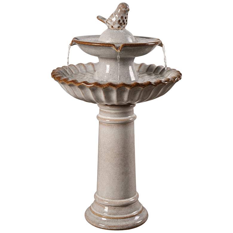 Vogel 27 1/4&quot; High Ivory Ceramic Bird Garden Fountain