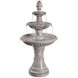 Kiera 46 1/2&quot; High Ivory 3-Tier Tradtional Ceramic Fountain