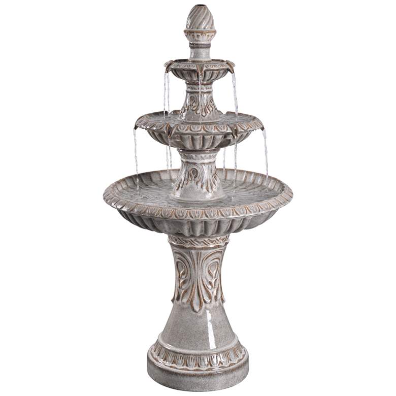 Image 2 Kiera 46 1/2" High Ivory 3-Tier Tradtional Ceramic Fountain
