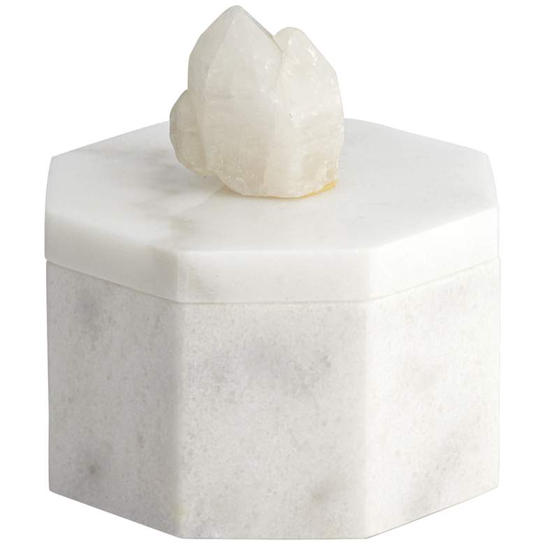Octagonal 4 3/4&quot; High White Marble Decorative Box