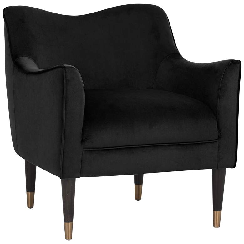 Bow Black Sky Velvet Fabric Armchair - #78J21 | Lamps Plus