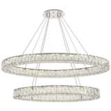 Monroe 48&quot; Wide Chrome and Crystal 2-Tier LED Chandelier