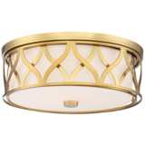 Flush Mount 16&quot; Wide Liberty Gold 2-Cage LED Ceiling Light