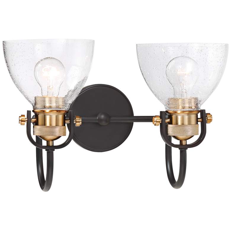 Monico 10 1/2&quot; High Bronze and Brass 2-Light Wall Sconce