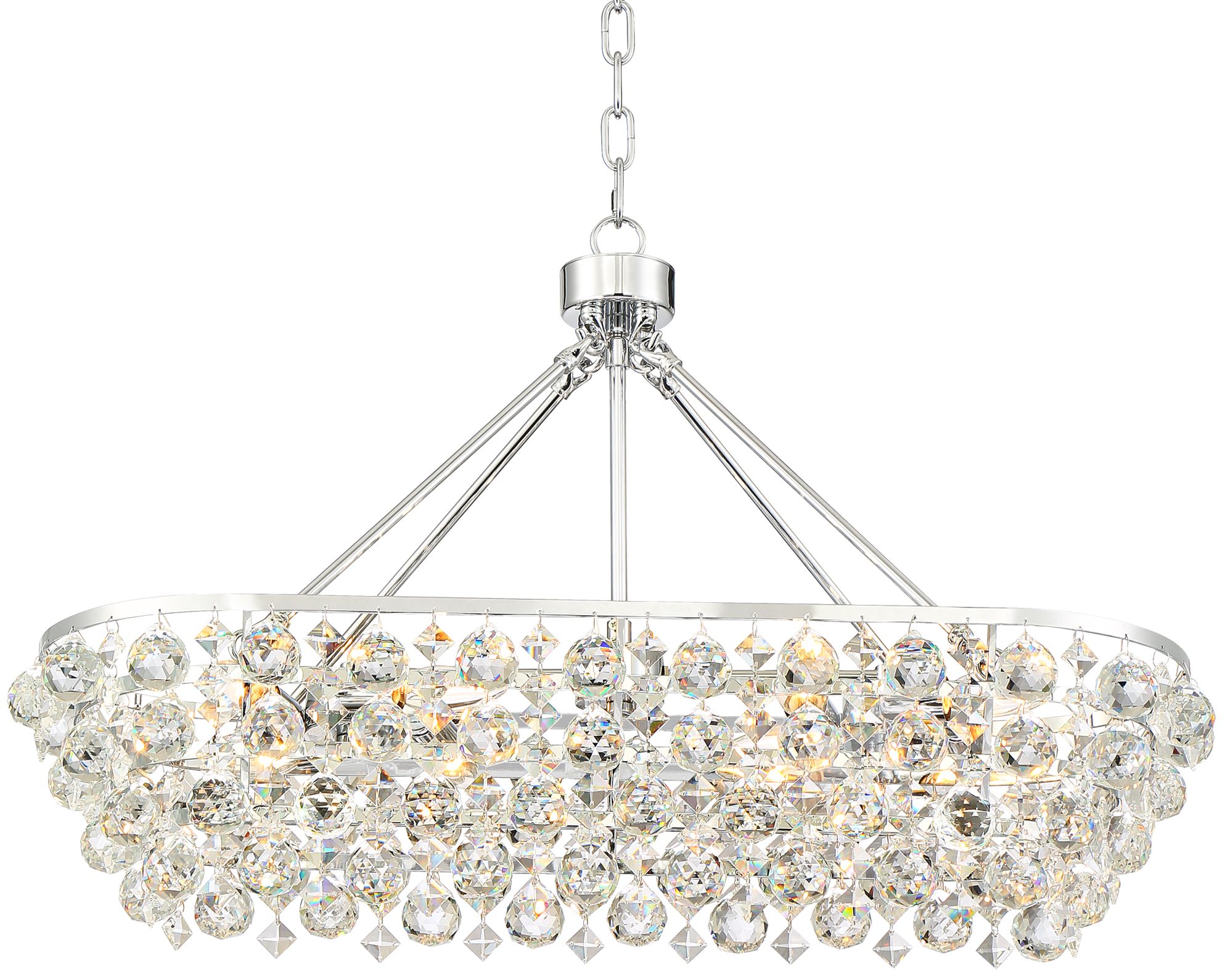 Essa 32" Wide Chrome and Crystal Island Pendant Light