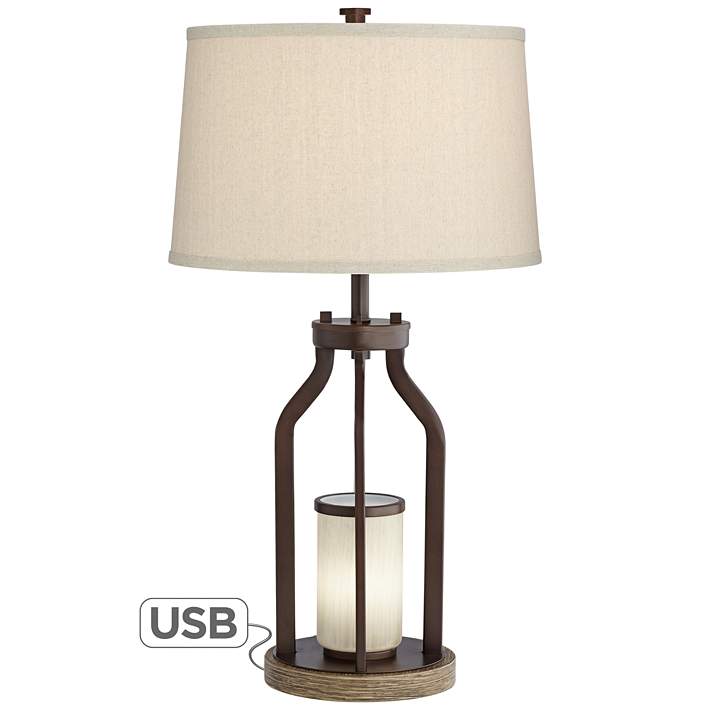 Will Bronze Table Lamp With Usb Port, Picket Oil Rubbed Bronze Table Lamp With Usb Port