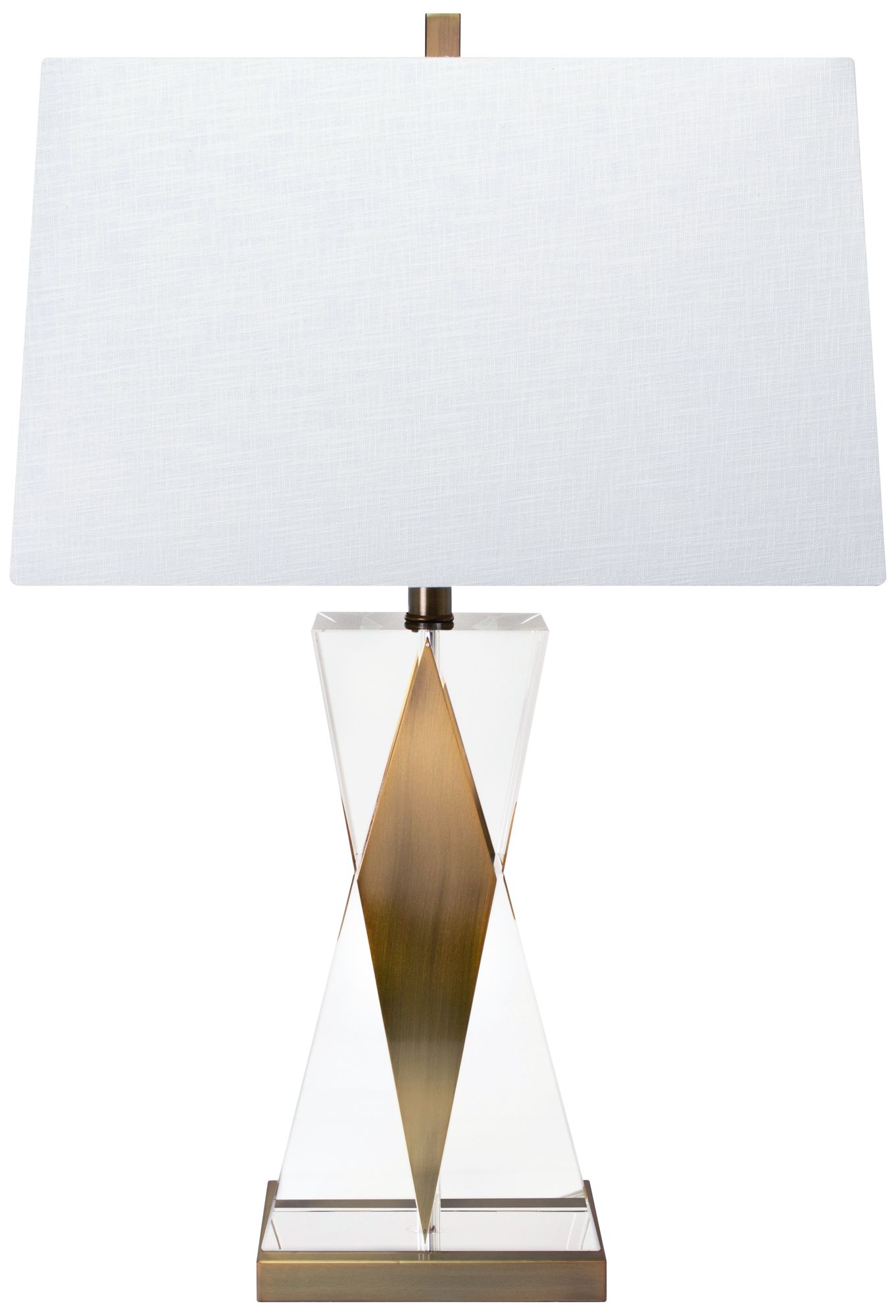 Pierpont Brass and Clear Crystal Hourglass Accent Table Lamp