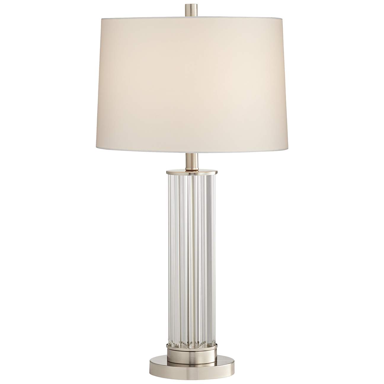 Denise Brushed Nickel Crystal Glass Rod Column Table Lamp - #78T14