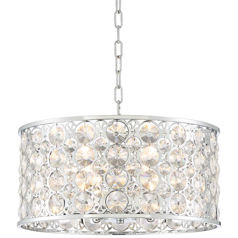 Image 2 Murphy 19 3/4" Wide Chrome and Crystal Drum Pendant Light