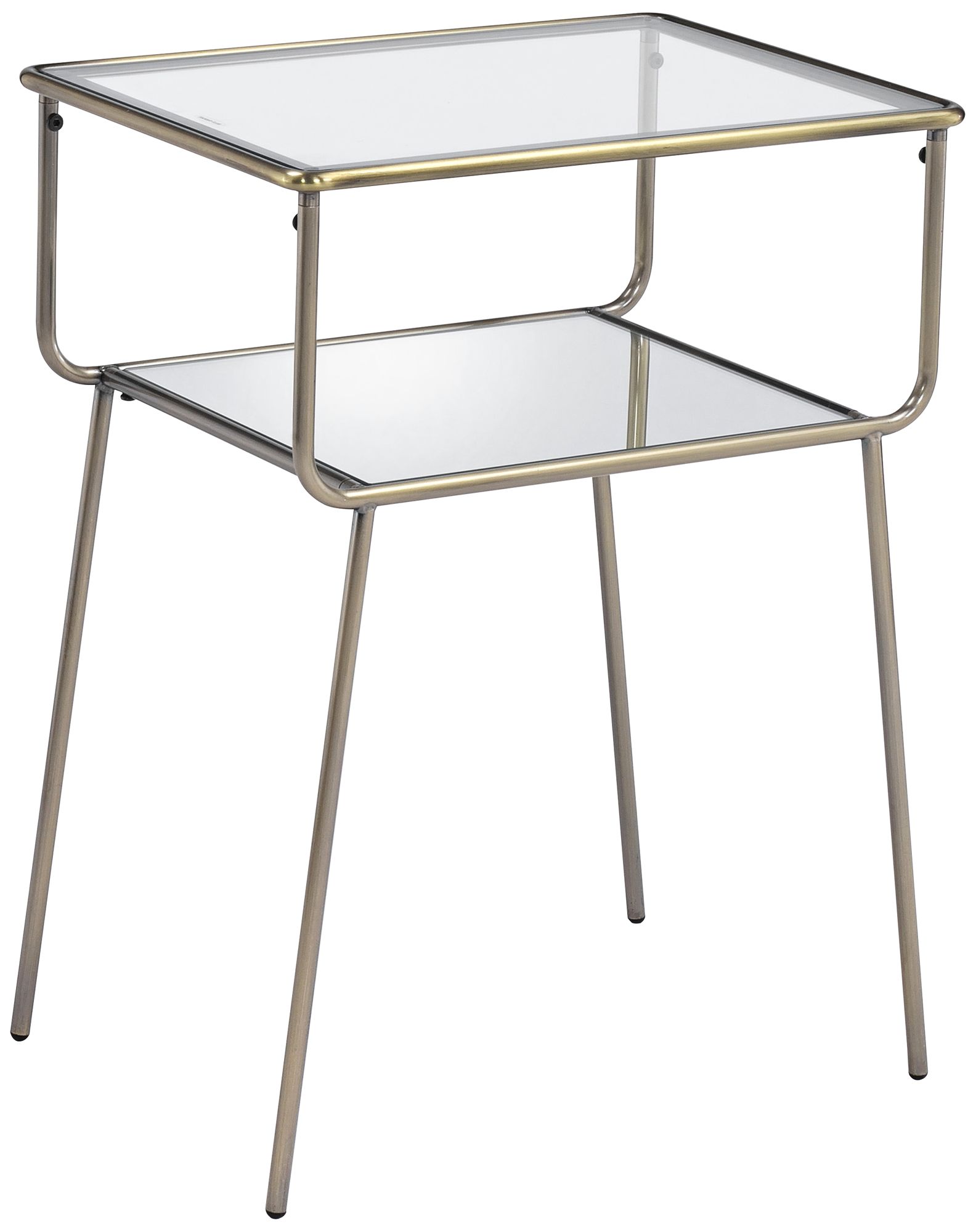 Sophia 19" Wide Antique Gold Metal and Clear Glass End Table